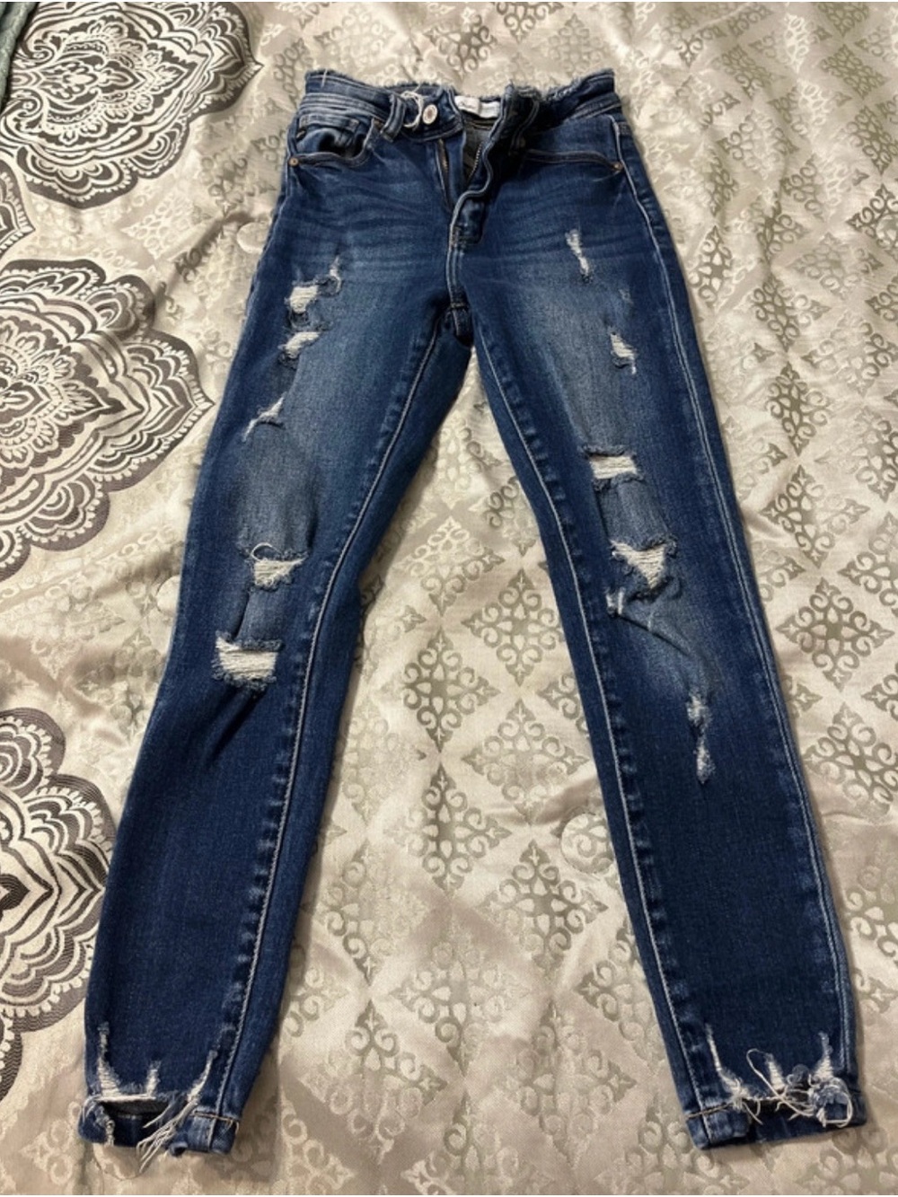 KanCan Dark Indigo Distressed Skinny Jeans